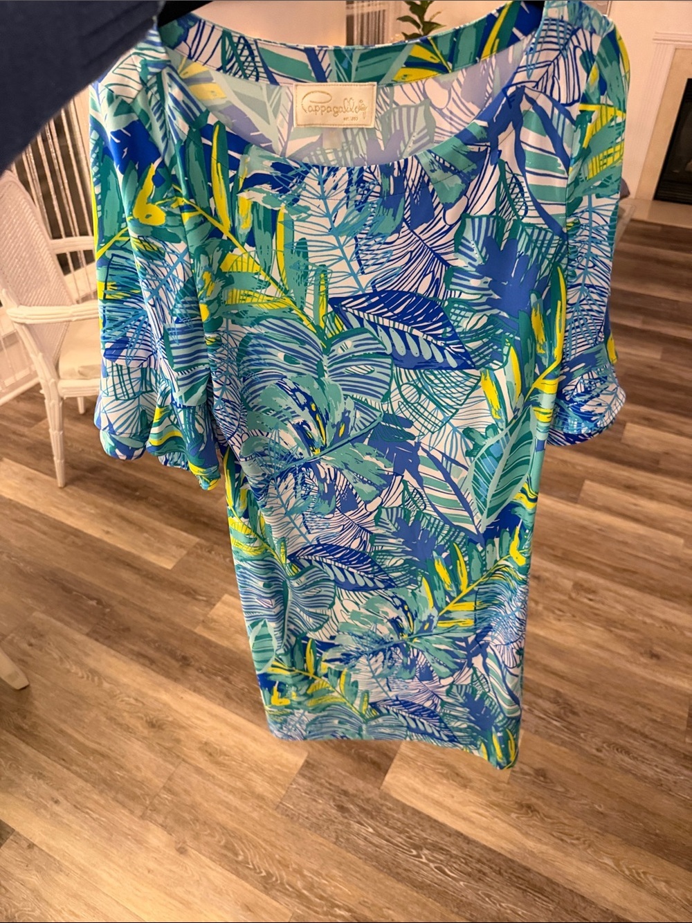 Pappagallo tropical blue palm print sundress comfort NWOT size Medium dress - Picture 4 of 12